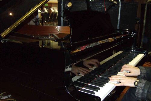 Chris at the Steinway D